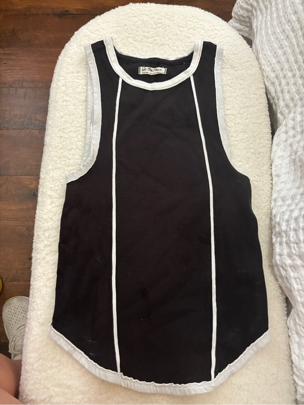 We The Free Black Tank with White Piping Free People